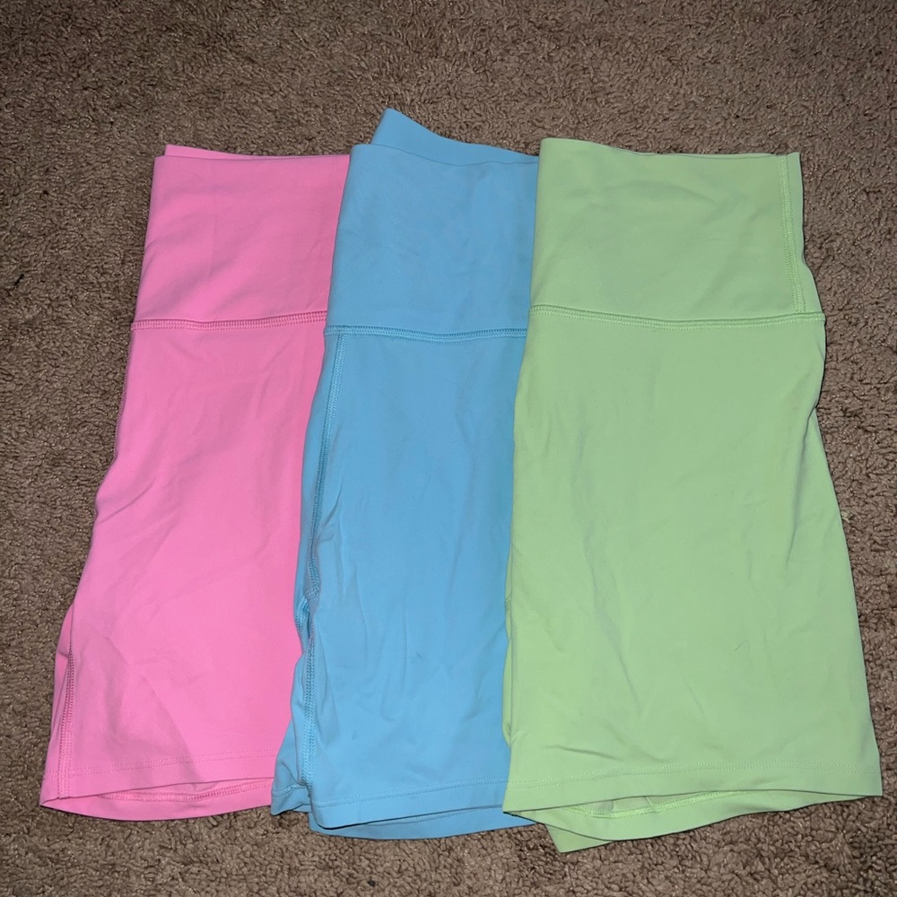 Set of Three Pink, Blue, and Green Shorts